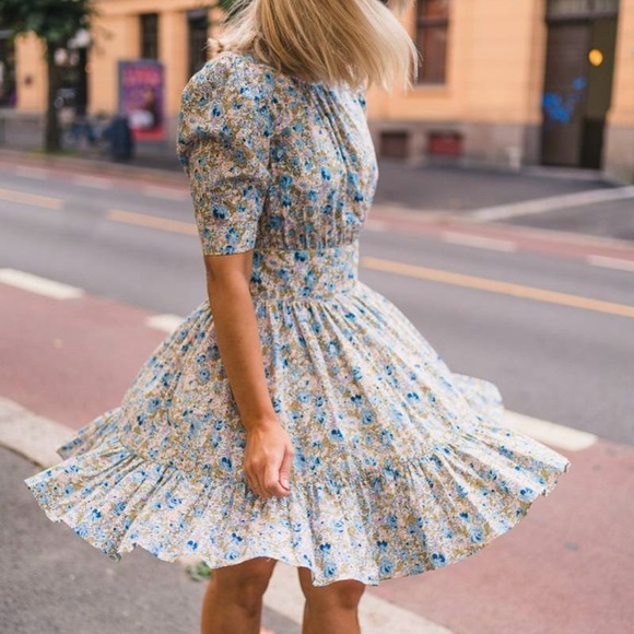 byTiMo Dresses & Skirts - ByTiMo Blossom Floral 100% Cotton Poplin Mini Dress. Fit Flare. NWT. Medium